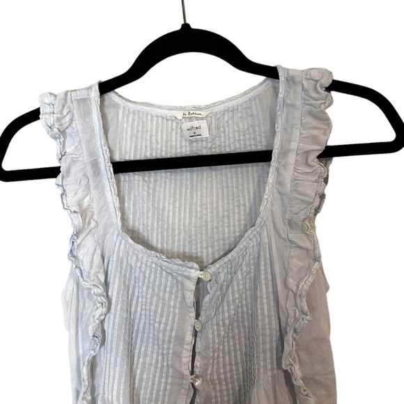 Aritzia Wilfred La Boheme Delacroix Tank- Ruffled, Pintuck Tank Top- Light Blue - Picture 8 of 14